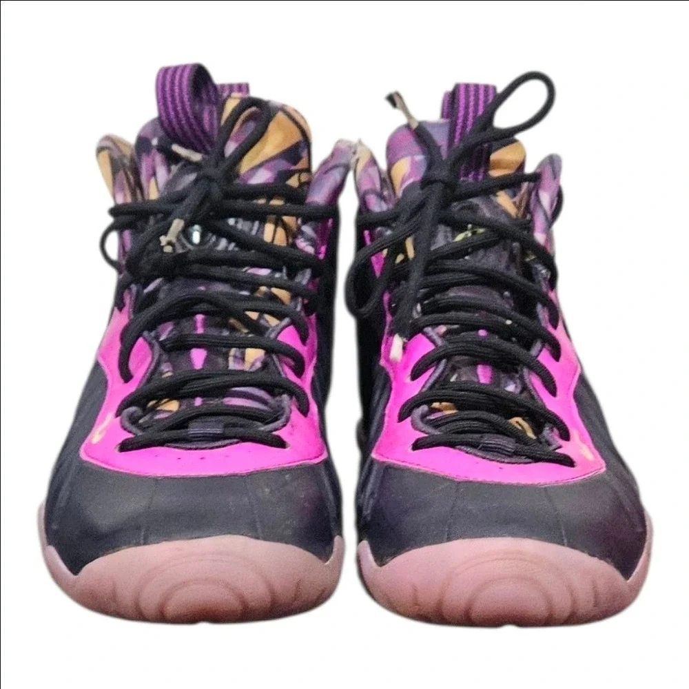 Nike Little Posite One GS Laser Fuchsia Black Kids Basketball Shoes 644791-011